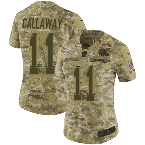 Nike Browns #11 Antonio Callaway Camo Women's Stitched NFL Limited 2018 Salute to Service Jersey