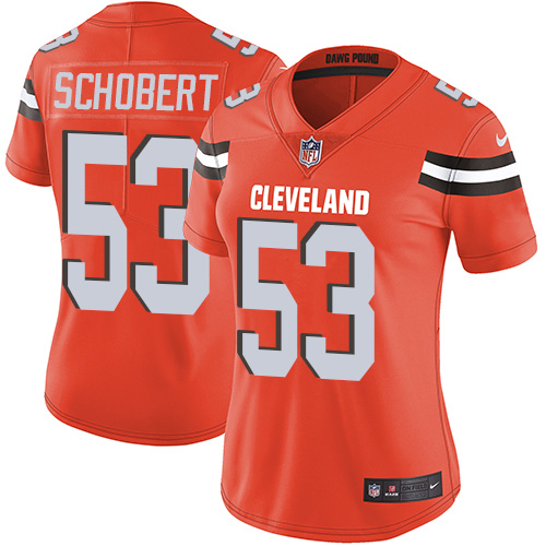 Nike Browns #53 Joe Schobert Orange Alternate Women's Stitched NFL Vapor Untouchable Limited Jersey