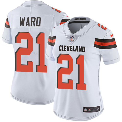 Nike Browns #21 Denzel Ward White Women's Stitched NFL Vapor Untouchable Limited Jersey
