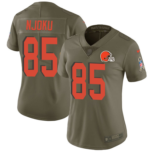 Nike Browns #85 David Njoku Olive Women's Stitched NFL Limited 2017 Salute to Service Jersey