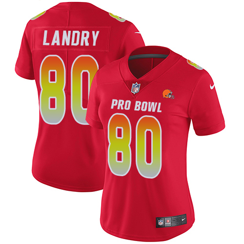 Nike Browns #80 Jarvis Landry Red Women's Stitched NFL Limited AFC 2019 Pro Bowl Jersey