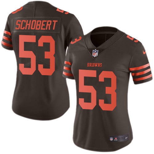 Nike Browns #53 Joe Schobert Brown Women's Stitched NFL Limited Rush Jersey