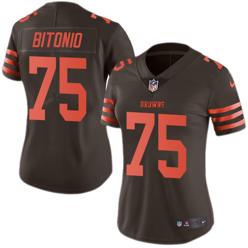 Nike Browns #75 Joel Bitonio Brown Women's Stitched NFL Limited Rush Jersey