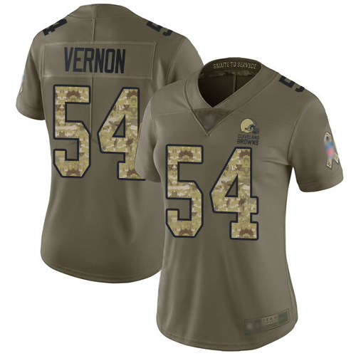 Nike Browns #54 Olivier Vernon Olive/Camo Women's Stitched NFL Limited 2017 Salute to Service Jersey