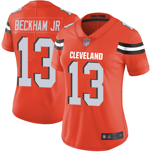 Nike Browns #13 Odell Beckham Jr Orange Alternate Women's Stitched NFL Vapor Untouchable Limited Jersey
