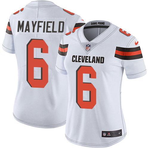 Nike Browns #6 Baker Mayfield White Women's Stitched NFL Vapor Untouchable Limited Jersey