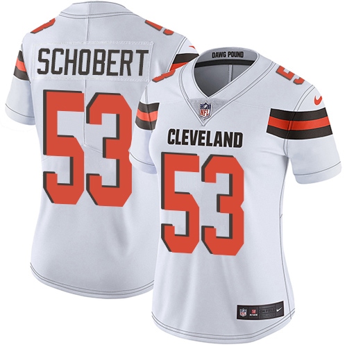 Nike Browns #53 Joe Schobert White Women's Stitched NFL Vapor Untouchable Limited Jersey