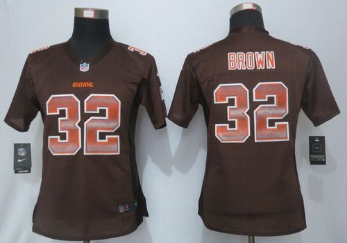 Nike Browns #32 Jim Brown Brown Team Color Women's Stitched NFL Elite Strobe Jersey