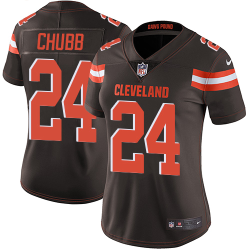 Nike Browns #24 Nick Chubb Brown Team Color Women's Stitched NFL Vapor Untouchable Limited Jersey