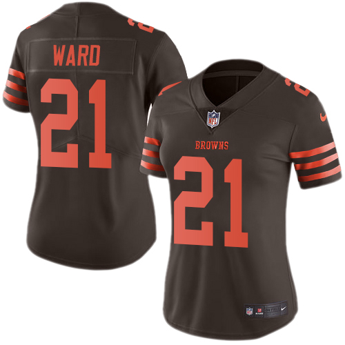 Nike Browns #21 Denzel Ward Brown Women's Stitched NFL Limited Rush Jersey