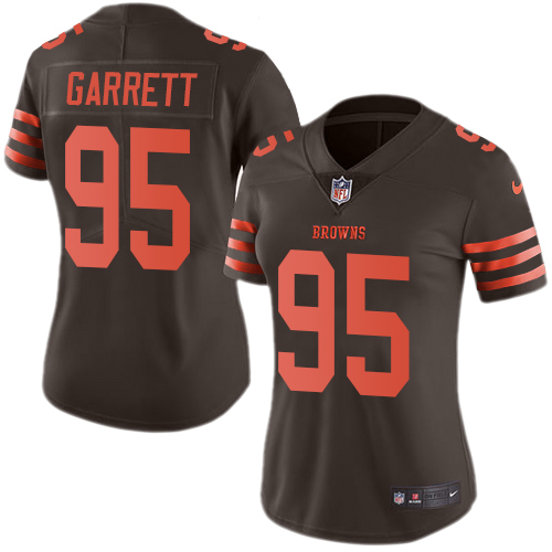 Nike Browns #95 Myles Garrett Brown Women's Stitched NFL Limited Rush Jersey