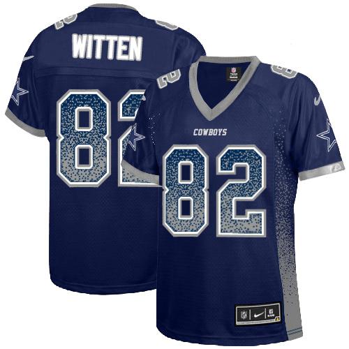 Nike Cowboys #82 Jason Witten Navy Blue Team Color Women's Stitched NFL Elite Drift Fashion Jersey