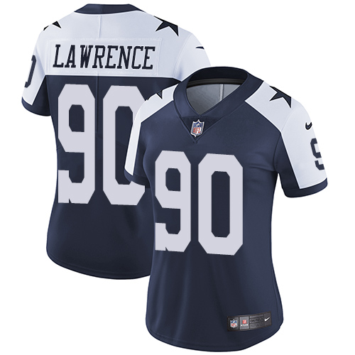 Nike Cowboys #90 Demarcus Lawrence Navy Blue Thanksgiving Women's Stitched NFL Vapor Untouchable Limited Throwback Jersey