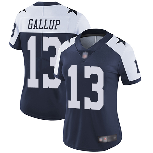 Nike Cowboys #13 Michael Gallup Navy Blue Thanksgiving Women's Stitched NFL Vapor Untouchable Limited Throwback Jersey