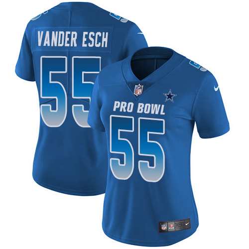 Nike Cowboys #55 Leighton Vander Esch Royal Women's Stitched NFL Limited NFC 2019 Pro Bowl Jersey