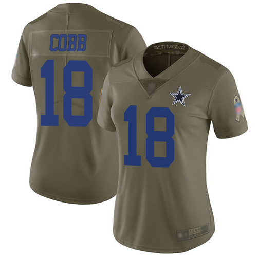 Nike Cowboys #18 Randall Cobb Olive Women's Stitched NFL Limited 2017 Salute to Service Jersey