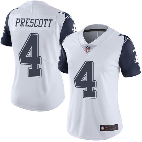 Nike Cowboys #4 Dak Prescott White Women's Stitched NFL Limited Rush Jersey