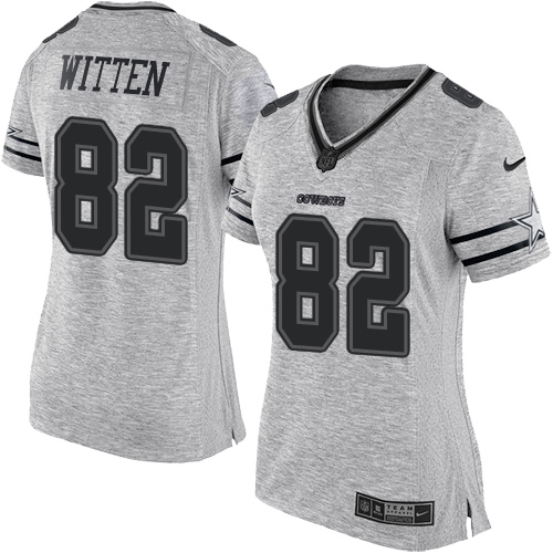 Nike Cowboys #82 Jason Witten Gray Women's Stitched NFL Limited Gridiron Gray II Jersey