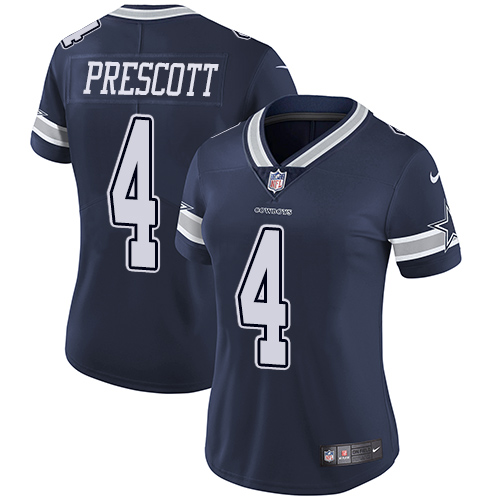 Nike Cowboys #4 Dak Prescott Navy Blue Team Color Women's Stitched NFL Vapor Untouchable Limited Jersey