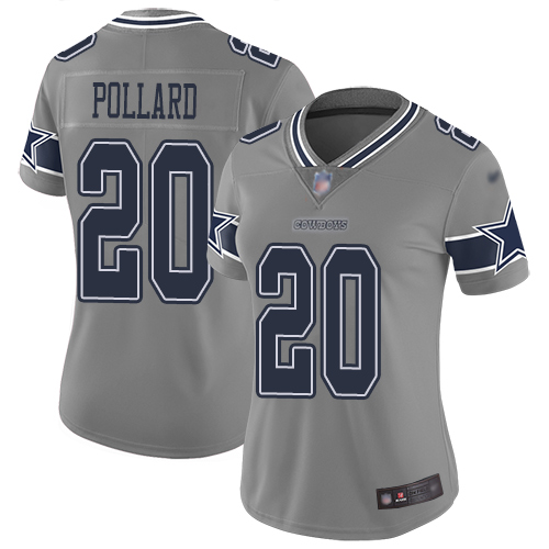 Nike Cowboys #20 Tony Pollard Gray Women's Stitched NFL Limited Inverted Legend Jersey