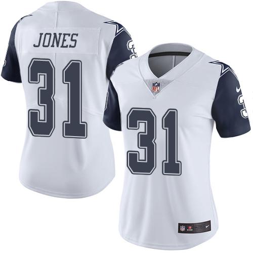 Nike Cowboys #31 Byron Jones White Women's Stitched NFL Limited Rush Jersey