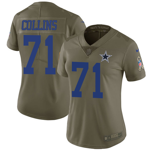 Nike Cowboys #71 La'el Collins Olive Women's Stitched NFL Limited 2017 Salute to Service Jersey