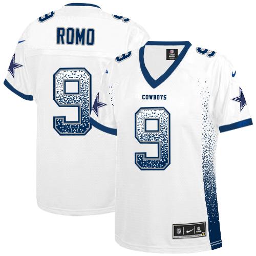 Nike Cowboys #9 Tony Romo White Women's Stitched NFL Elite Drift Fashion Jersey
