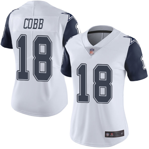 Nike Cowboys #18 Randall Cobb White Women's Stitched NFL Limited Rush Jersey