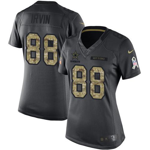 Nike Cowboys #88 Michael Irvin Black Women's Stitched NFL Limited 2016 Salute to Service Jersey
