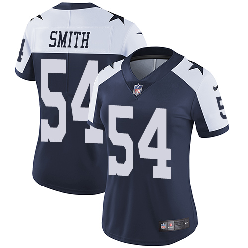 Nike Cowboys #54 Jaylon Smith Navy Blue Thanksgiving Women's Stitched NFL Vapor Untouchable Limited Throwback Jersey