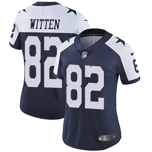 Nike Cowboys #82 Jason Witten Navy Blue Thanksgiving Women's Stitched NFL Vapor Untouchable Limited Throwback Jersey
