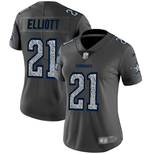 Nike Cowboys #21 Ezekiel Elliott Gray Static Women's Stitched NFL Vapor Untouchable Limited Jersey