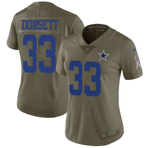 Nike Cowboys #33 Tony Dorsett Olive Women's Stitched NFL Limited 2017 Salute to Service Jersey