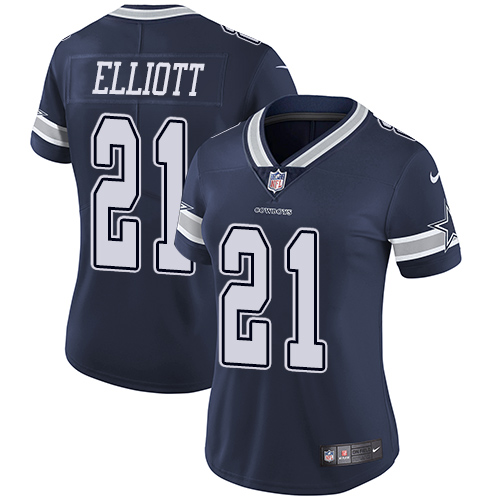 Nike Cowboys #21 Ezekiel Elliott Navy Blue Team Color Women's Stitched NFL Vapor Untouchable Limited Jersey
