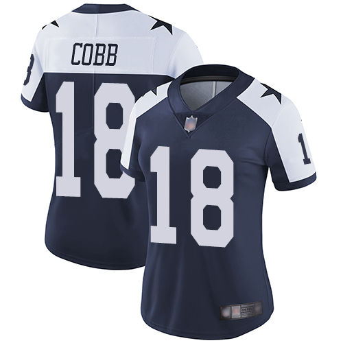 Nike Cowboys #18 Randall Cobb Navy Blue Thanksgiving Women's Stitched NFL Vapor Untouchable Limited Throwback Jersey