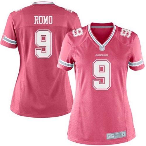 Nike Cowboys #9 Tony Romo Pink Women's Stitched NFL Elite Jersey