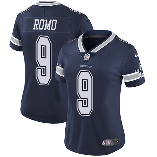 Nike Cowboys #9 Tony Romo Navy Blue Team Color Women's Stitched NFL Vapor Untouchable Limited Jersey