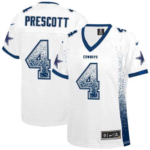 Nike Cowboys #4 Dak Prescott White Women's Stitched NFL Elite Drift Fashion Jersey