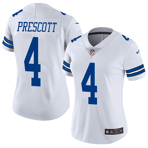 Nike Cowboys #4 Dak Prescott White Women's Stitched NFL Vapor Untouchable Limited Jersey