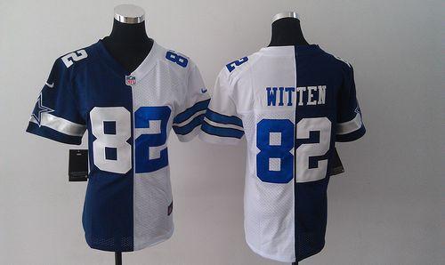 Nike Cowboys #82 Jason Witten Navy Blue/White Women's Stitched NFL Elite Split Jersey