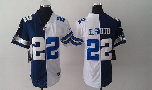 Nike Cowboys #22 Emmitt Smith Navy Blue/White Women's Stitched NFL Elite Split Jersey