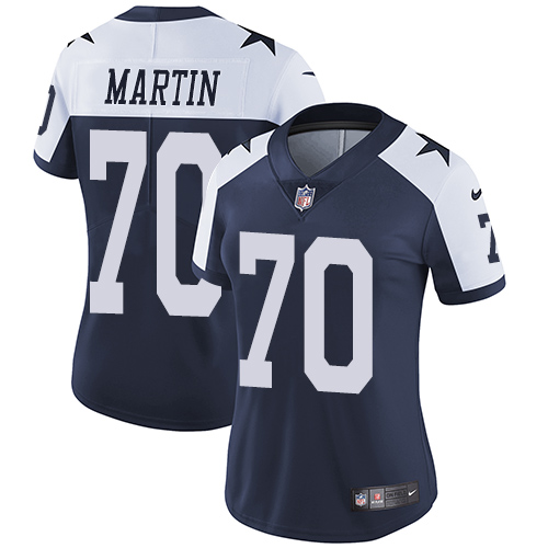 Nike Cowboys #70 Zack Martin Navy Blue Thanksgiving Women's Stitched NFL Vapor Untouchable Limited Throwback Jersey