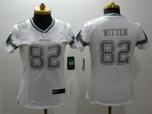 Nike Cowboys #82 Jason Witten White Women's Stitched NFL Limited Platinum Jersey