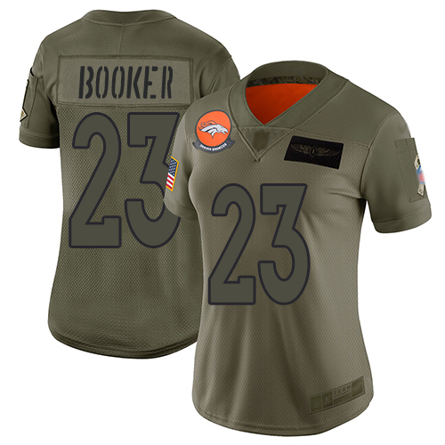 Nike Broncos #23 Devontae Booker Camo Women's Stitched NFL Limited 2019 Salute to Service Jersey