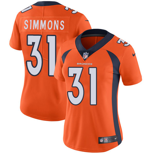 Nike Broncos #31 Justin Simmons Orange Team Color Women's Stitched NFL Vapor Untouchable Limited Jersey