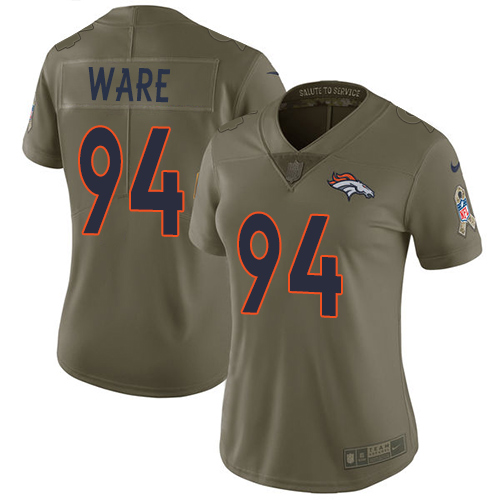 Nike Broncos #94 DeMarcus Ware Olive Women's Stitched NFL Limited 2017 Salute to Service Jersey