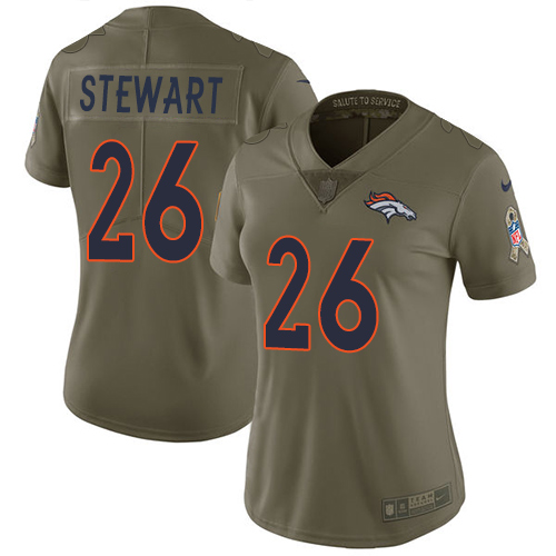Nike Broncos #26 Darian Stewart Olive Women's Stitched NFL Limited 2017 Salute to Service Jersey