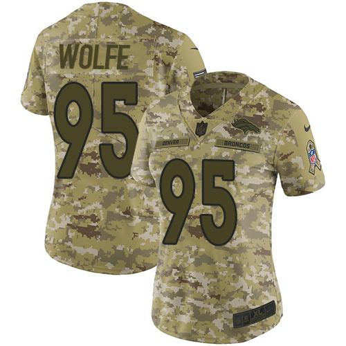 Nike Broncos #95 Derek Wolfe Camo Women's Stitched NFL Limited 2018 Salute to Service Jersey