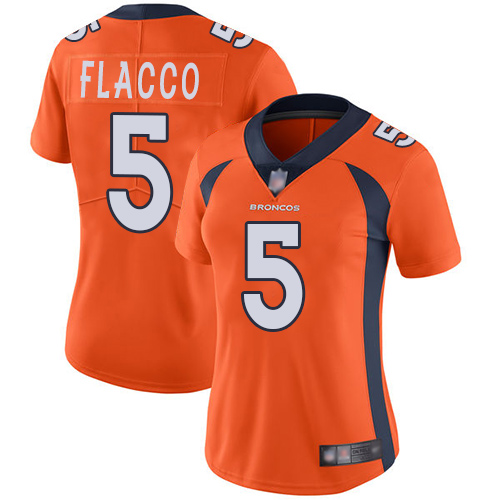 Nike Broncos #5 Joe Flacco Orange Team Color Women's Stitched NFL Vapor Untouchable Limited Jersey