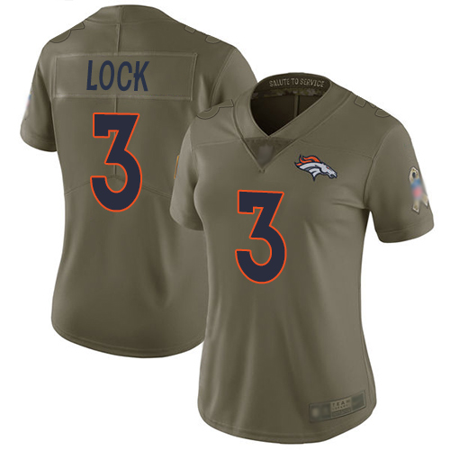 Nike Broncos #3 Drew Lock Olive Women's Stitched NFL Limited 2017 Salute to Service Jersey